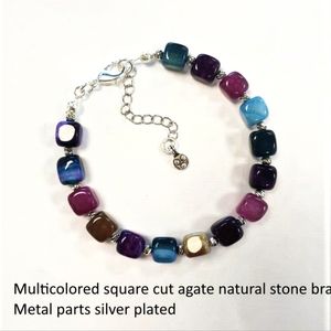 Bracelet natural stone agate stone multi-colored completely natural.